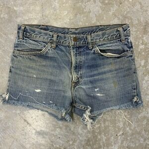 Vintage Levis Cutoff Shorts Men 33 Blue USA Orange Tab Big E Denim 3" 60s Grunge
